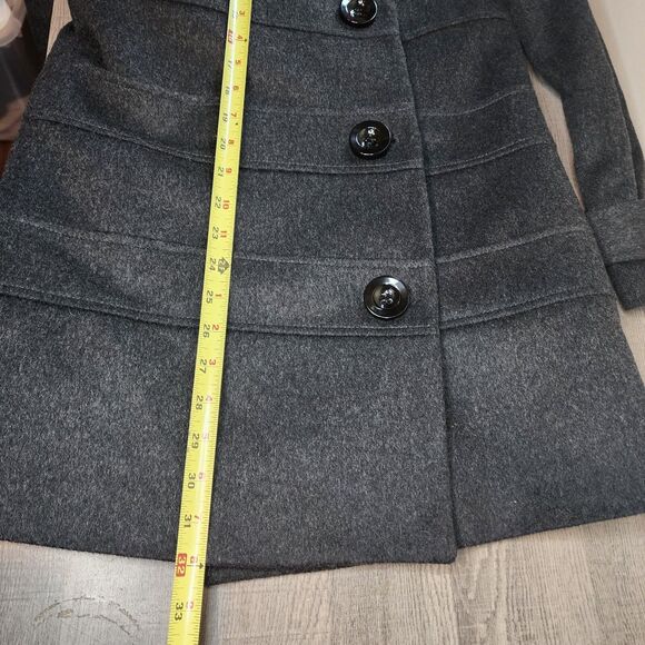 Tibi Pea Coat Fur Collar Funnel Neck Trench Y2K Academia Womens 0 S Wool Blend - Picture 13 of 16